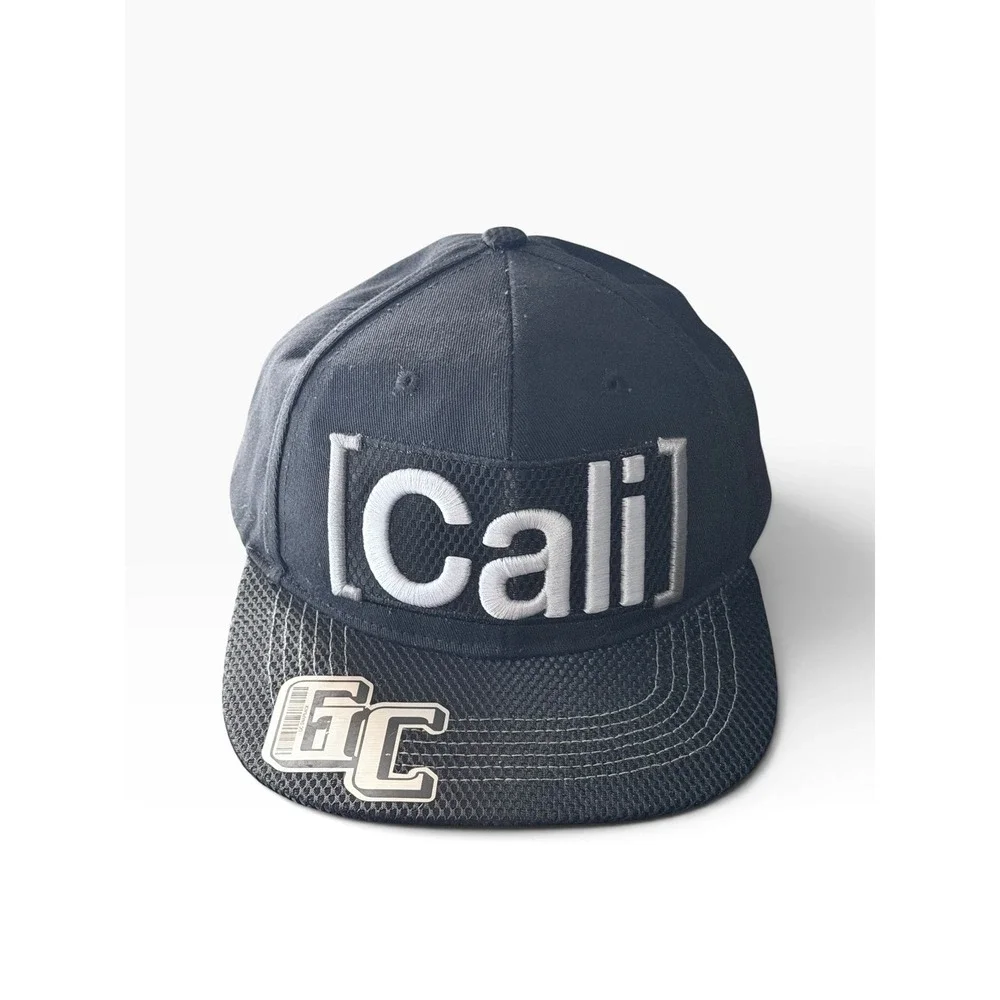 Cali California Snapback Hat Black Embroidered Mesh Brim Baseball Cap Mens